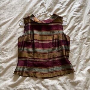Vintage Striped Button Top